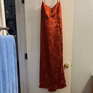 Trixxi Burnt Orange Satin Slip Dress